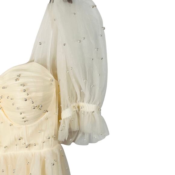 Ava Gowns Pearl Mini Dress Ivory Tulle Lace Up Back Coquette Bridal Size 16 New - Picture 10 of 16